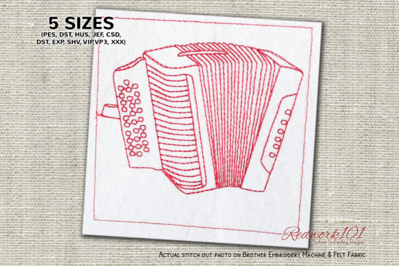Diatonic Button Accordion Redwork