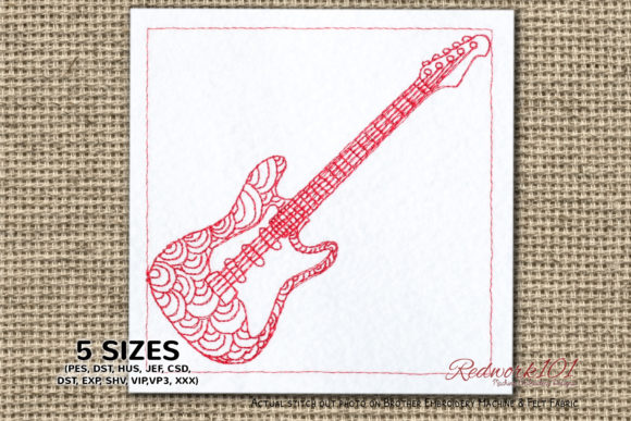 Electric-Guitar Redwork: Embroidery Design Review for Sellers