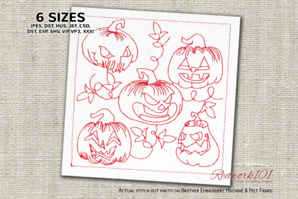 Halloween 5 Spooky Pumpkins Redwork: A Designer's Review